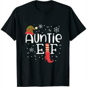 Auntie Elf Matching Family Group Christmas Holiday T Shirt Black S