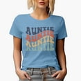 thumbnail image 1 of Auntie, Family Themed, Groovy Retro Wavy Text Merch Gift, Baby Blue T-Shirt, Small, 1 of 5