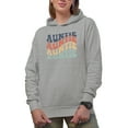thumbnail image 1 of Auntie, Family Themed, Groovy Retro Wavy Text Merch Gift, Heather Grey Hooded Sweatshirt or Hoodie, XL, 1 of 5