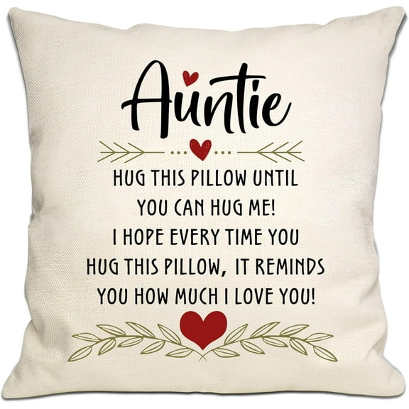 Auntie Gift from Niece Nephew Hug Throw Pillow Cover I Love You Reminder Gift for Auntie Aunty Aunt Birthday Gift Thanksgiving Gift (Auntie)