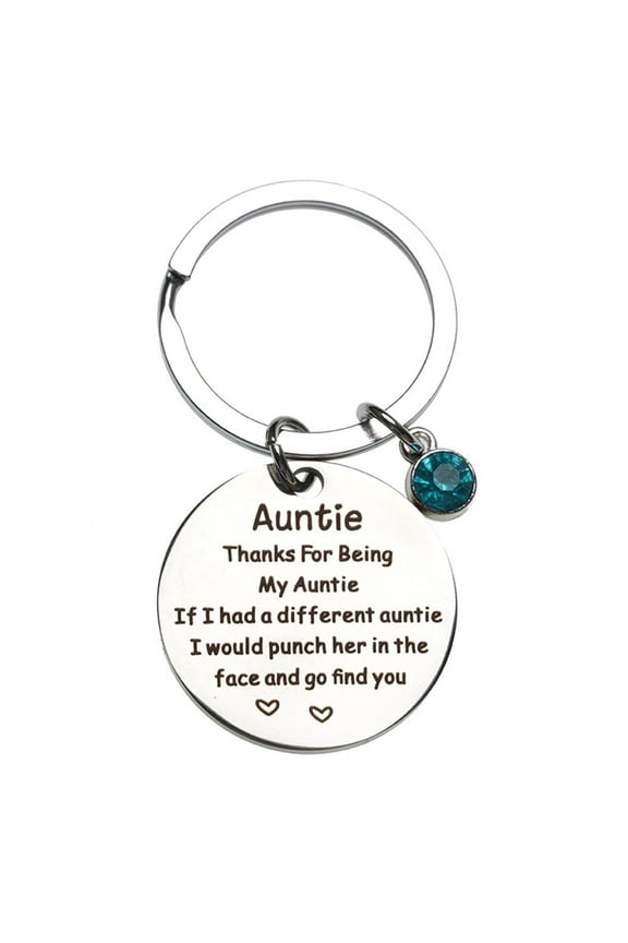 Auntie Gifts Keychain from Niece Aunt Birthday Gift Keyring Pendant Jewelry Thanksgiving Gift for Auntie Family Silver