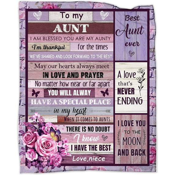 Auntie Gifts from Niece, 40th 50th 60th Birthday Gifts for Women for Auntie Blanket Gifts 50" x 60" Mother''s Day Blankets for Aunt