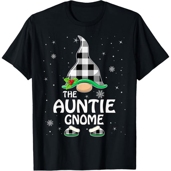 Auntie Gnome Buffalo Plaid Matching Family Group Christmas T-Shirt