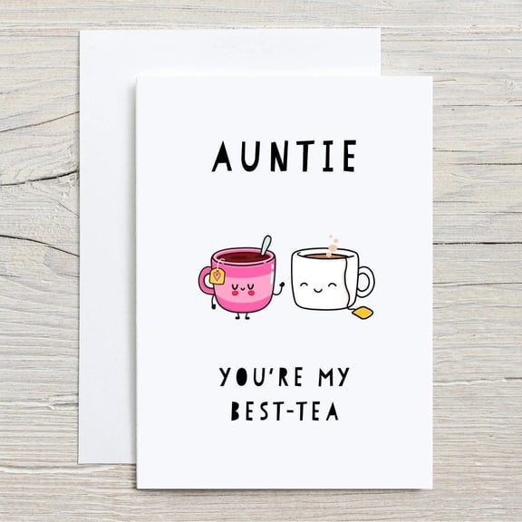 Auntie Greeting Card  Youre My Best-Tea Cute Tea Cups Design  Blank Inside, Envelope Included  Perfect for Birthdays, Thank You, or Just Because