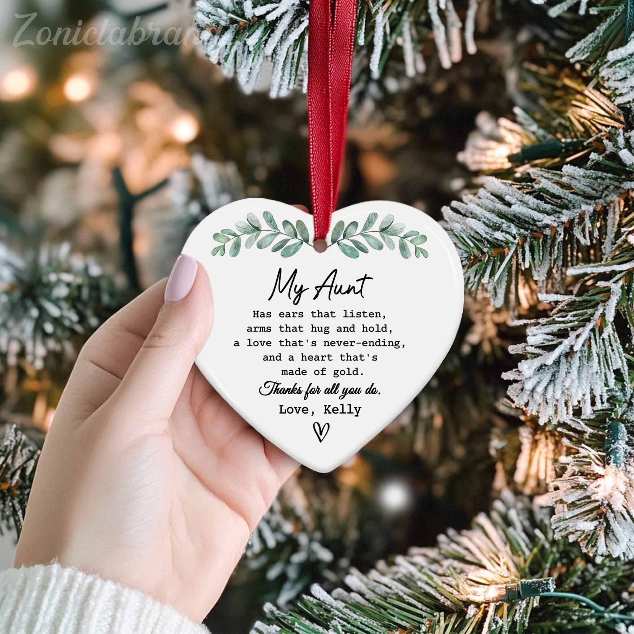 Auntie Heart 2D Flat Ceramic Ornament 2025 Personalized Birthday/Thank ...