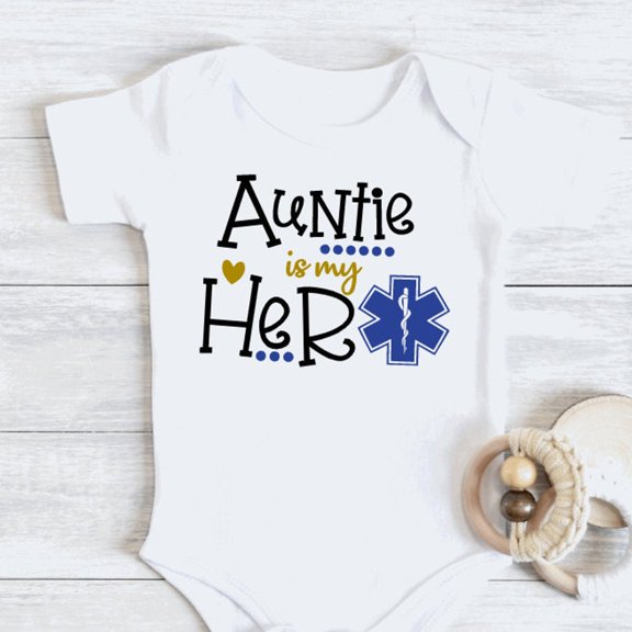 Auntie Is My Hero Bodysuit, My Aunt Is A Nurse , Baby , Paramedic Gift, Doctor Gift, Medical Field, First Responder, Essential Cute Baby Onesie, BABY BODYSUIT LAT 4424