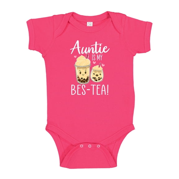 Auntie Is My Bes-Tea Baby Bodysuit One Piece 12 mo Cyber Pink