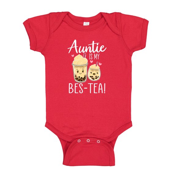 Auntie Is My Bes-Tea Baby Bodysuit One Piece 24 mo Red