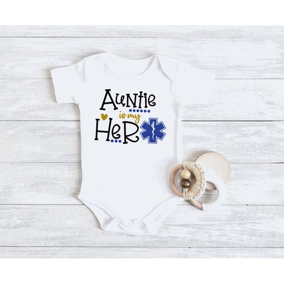 Auntie Is My Hero Bodysuit, My Aunt Is A Nurse , Baby , Paramedic Gift, Doctor Gift, Medical Field, First Responder, Essential Cute And Cool Baby Bodysuit, Baby Bodysuit Lat 4424