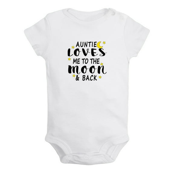 My Auntie Loves Me To The Moon and Back Funny Rompers For Babies, Newborn Baby Unisex Bodysuits, Infant Jumpsuits, Toddler 0-24 Months Kids One-Piece Oufits