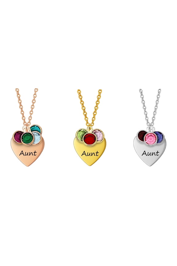 Auntie Necklace Personalized Aunt Gifts from Nieces and Nephews With Kids Birth Month Birthstones - Custom Aunt Jewelry with Custom Birth Stone Charms Handmade Jewelry - Mother's Day Gifts