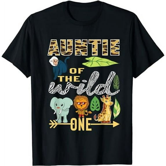 Auntie Of The Wild One Zoo 1St Birthday Safari Jungle Animal T-Shirt