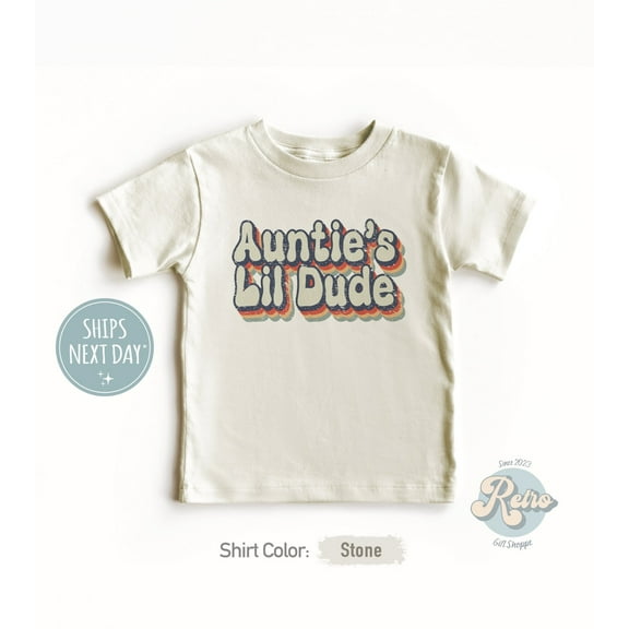 Auntie'S Lil Dude Toddler Shirt - Favorite Aunt Kids Tee - Retro Stone Toddler Shirt - Auntie Kids Gift, New Born, Baby Shower Gift, New Parents Gift