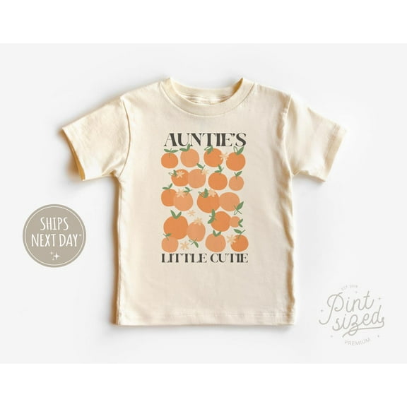 Auntie'S Little Cutie Toddler Shirt - Vintage Orange Kids Shirt - Cute Retro Summer Natural Toddler Tee, New Born, Baby Shower Gift, New Parents Gift