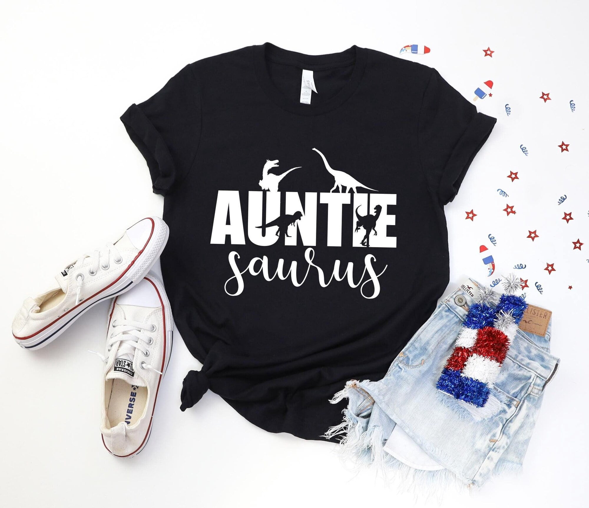 Auntie Saurus Dinosaur TShirt Fun Aunt Gift Tee - Walmart.com