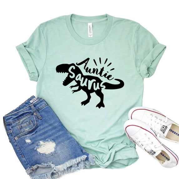 Auntie Saurus Shirt Women's Aunty T-shirt Dinosaur Shirts Mothers Day Tshirt Gift For Aunt Family Tee