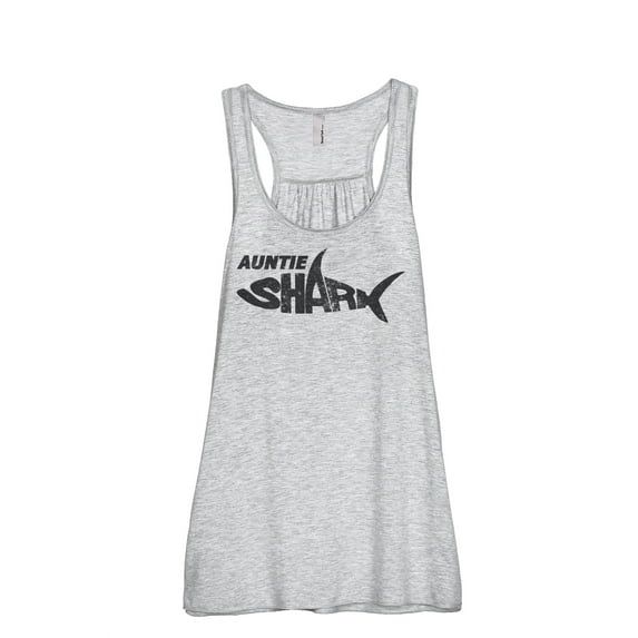 Auntie Shark Women's Fashion Sleeveless Flowy Racerback Tank Top Sport Grey 2X-Large