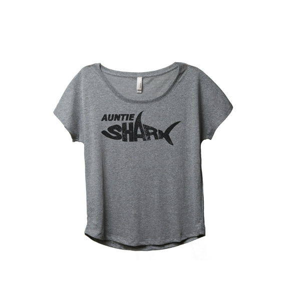 Auntie Shark Women's Fashion Slouchy Dolman T-Shirt Tee Heather Grey 2X-Large