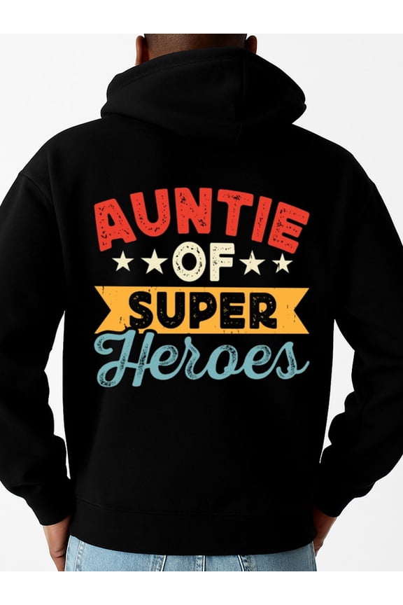 Auntie Superhero graphic hoodies funny humor men sweater hoodie black Sporty Athletic Hoodie For Fall & Winter comfortable graphic autumn funny humor husband Casual Unisex hoodie