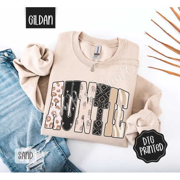 Auntie Tiger Sweatshirt, Trendy Women's Crewneck, Cute Aunt Sweater, Animal Print Crewneck, New Aunt, Neutral Aunt Tee, for Her All Size S-5Xl