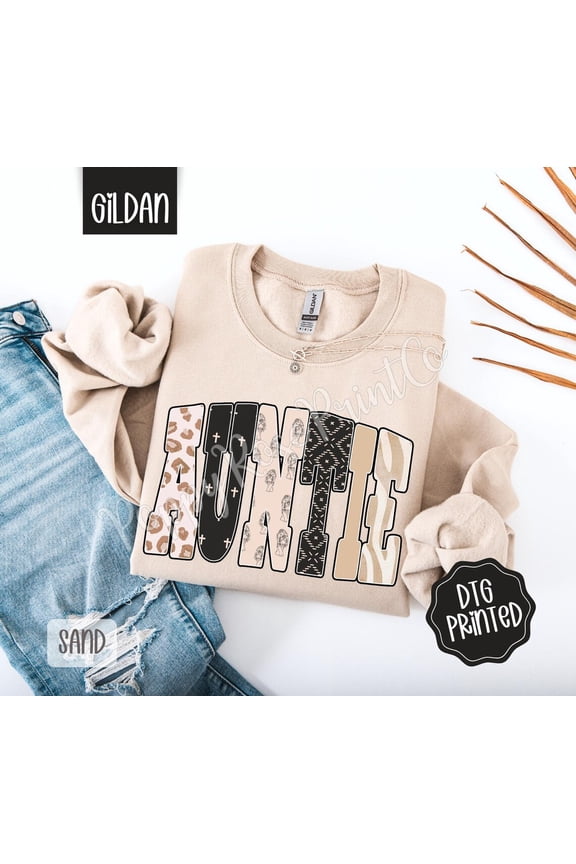 Auntie Tiger Sweatshirt, Trendy Women's Crewneck, Cute Aunt Sweater, Animal Print Crewneck, New Aunt, Neutral Aunt Tee, for Her All Size S-5Xl