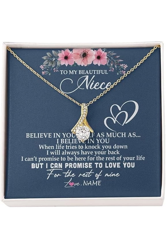 Auntie Uncle Not Even Time Floral Niece Birthday Graduation Christmas with Customized Message Card and Gift Box, Necklace To My Niece Necklace From Aunt, Alluring Beauty Necklace