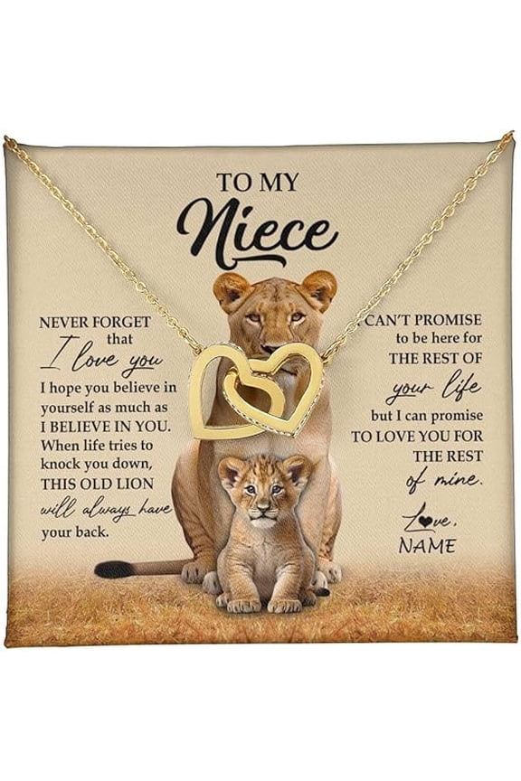 Auntie Uncle Not Even Time Floral Niece Birthday Graduation Christmas with Customized Message Card and Gift Box, Personalized To My Niece Necklace From Aunt, Interlocking Heart Necklace