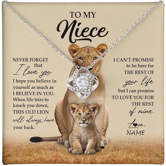 Auntie Uncle Not Even Time Floral Niece Birthday Graduation Christmas with Customized Message Card and Gift Box, Personalized To My Niece Necklace From Aunt, Love Knot Necklace