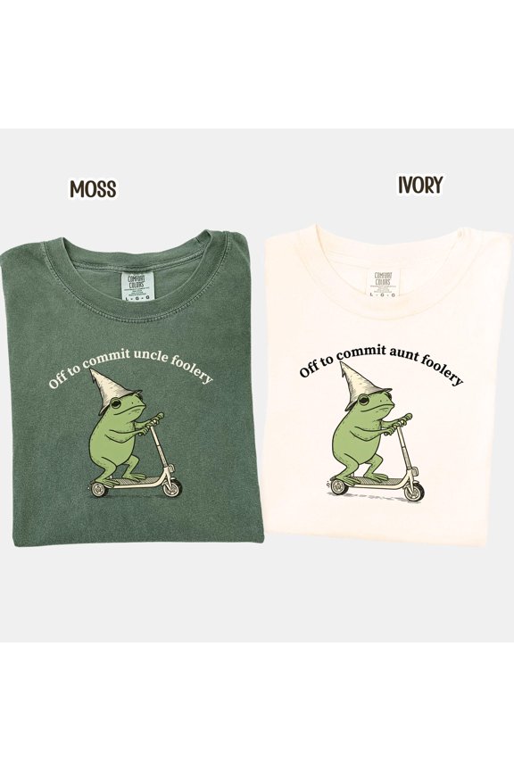 Auntie Uncle Frog Shirt Off to Commit Aunt Uncle Foolery Shirt Funny Frog Scooter Tee Aunt
