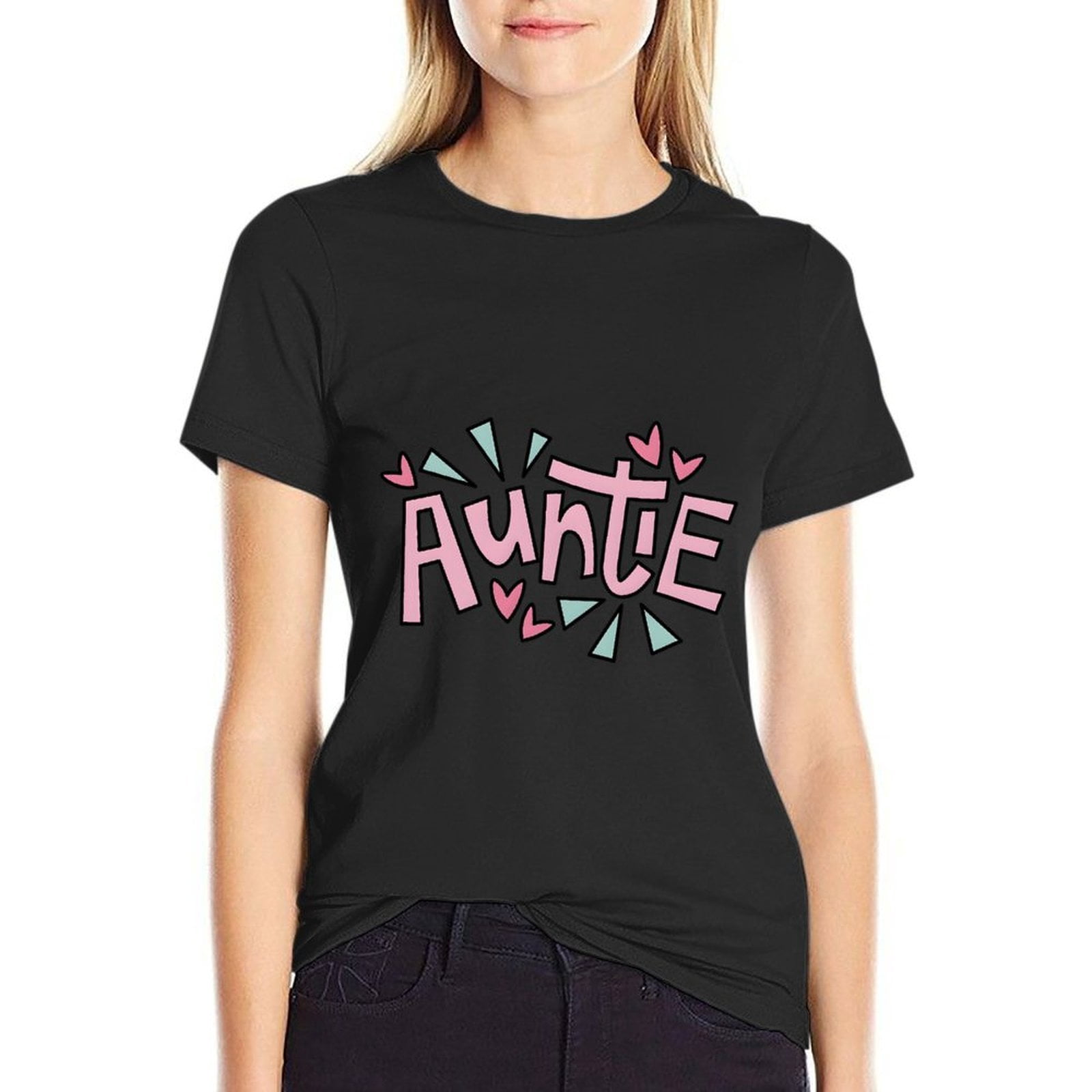 Auntie Women’s Cotton Short Sleeve T-Shirt HD Graphic Print Casual Crew ...