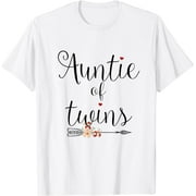 FAHUANGGE Auntie of Twins Newborn Baby Reveal Twin Girls Boys T-Shirt T-Shirt