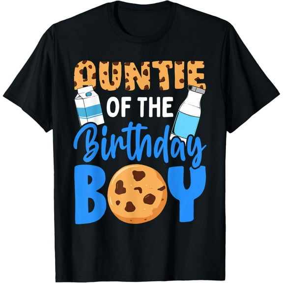 Auntie of the birthday boy Milk and Cookies 1st birthday T-Shirt100% cotton