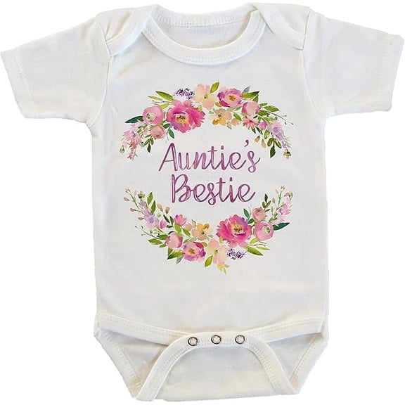Auntie's Bestie Floral Gift for Niece or Nephew Onesie/Bodysuit