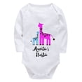 thumbnail image 1 of Auntie's Bestie Giraffe Infant Girl Rompers Long Sleeve Neutral Onsies White Baby Onesie 3-6 Months Unisex, 1 of 2