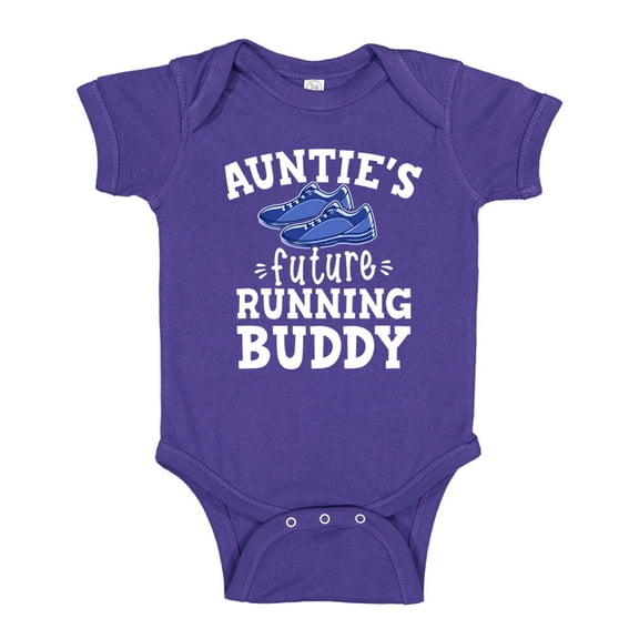 Auntie's Future Running Buddy Baby Bodysuit One Piece NB Purple