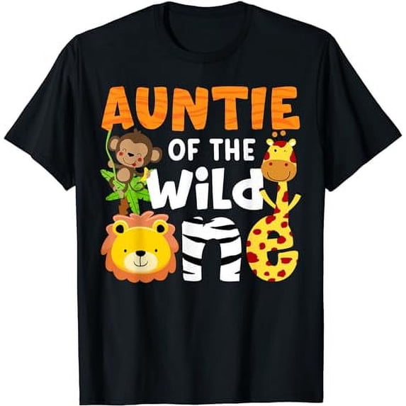 Auntie the Wild One Zoo Birthday Safari Jungle Animals Party T-Shirt