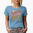 thumbnail image 1 of Auntie with Cute Flowers & Butterfly, Family Themed, Groovy Retro Wavy Text Merch Gift, Baby Blue T-Shirt, Large, 1 of 5