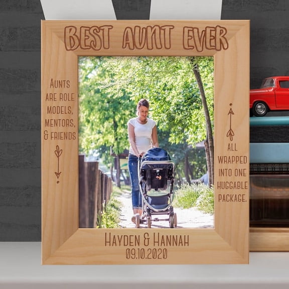 Aunts Are Role Models Mentors & Friends All Wrapped Into One Huggable Package Personalized Wooden Frame 8" x 10" Brown (Vertical)