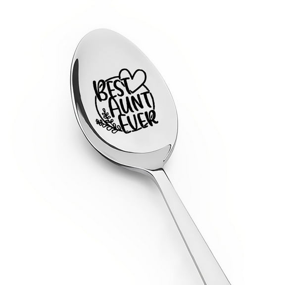 Aunty Mothers Mother's Day Gifts for Best Aunt Ever Spoon Gift for Auntie Birthday Gifts for Aunt Long Handle Engraved Spoon for Ice Cream Tea Coffee Lovers Gift for Aunt Appreciation Gift for Auntie