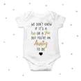 thumbnail image 1 of Aunty Promotion Baby Grow Baby Announcement He Or She Gold Glitter Cute Surprise Cute Baby Onesie, BABY BODYSUIT LAT 4424, 1 of 3