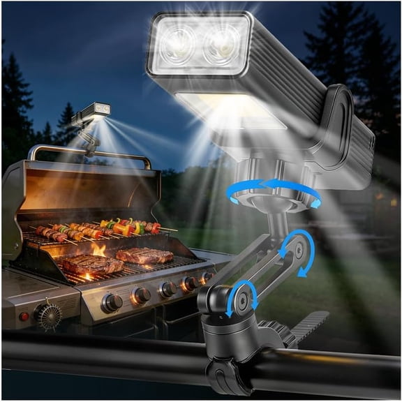 AuntyFey 2-in-1 Grill Lights for Outdoor Grill with Flash Light, Magnetic LED Rechargeable Grill Light for Outdoor Activity