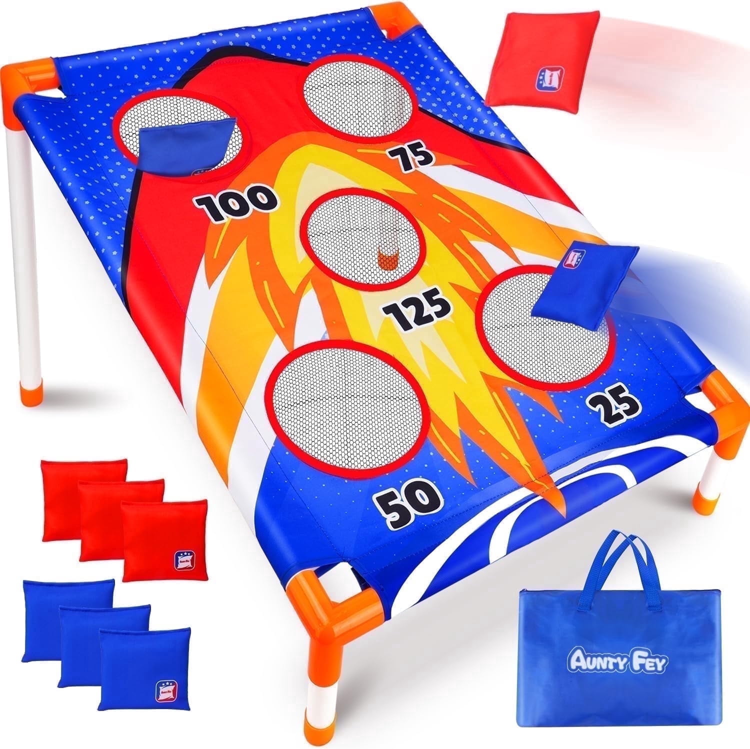 AuntyFey Cornhole Board Set, Beanbag Toss Game Set for Toddler, Outdoor Sport Game & Perfect Gift for Kids