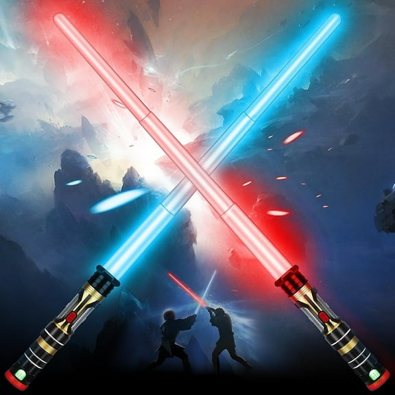 AuntyFey Light Up Saber for Kid, 2 Packs Extendable 3 Colors Light Up Saber Toy for Boy