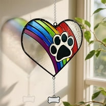 AuntyFey Stained Glass Rainbow Bridge Dog Memorial Gifts for Loss of Dog, Window Hanging Suncatcher Sympathy Passing Away Pet, Memorial Bereavement Dog Gifts, Paw Print