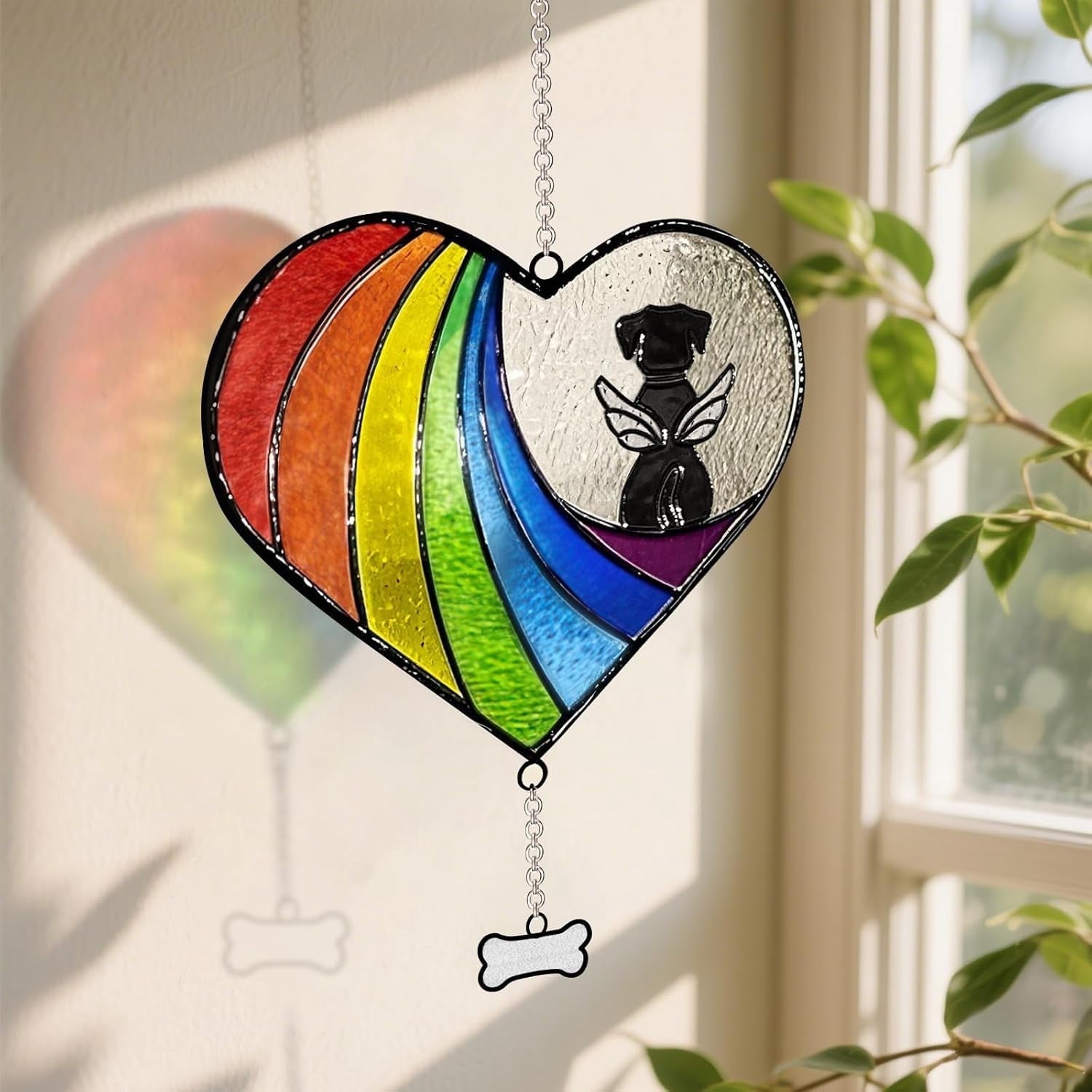AuntyFey Stained Glass Rainbow Bridge Dog Memorial Gifts for Loss of ...