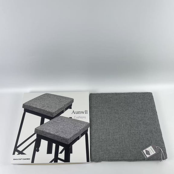 Aunwll Cushions,12 Inch Stool Cushion Square with Ties, Non-Slip Bar Stool Square Seat Cushion with with Machine Washable Cover - Grey (12" (30CM))