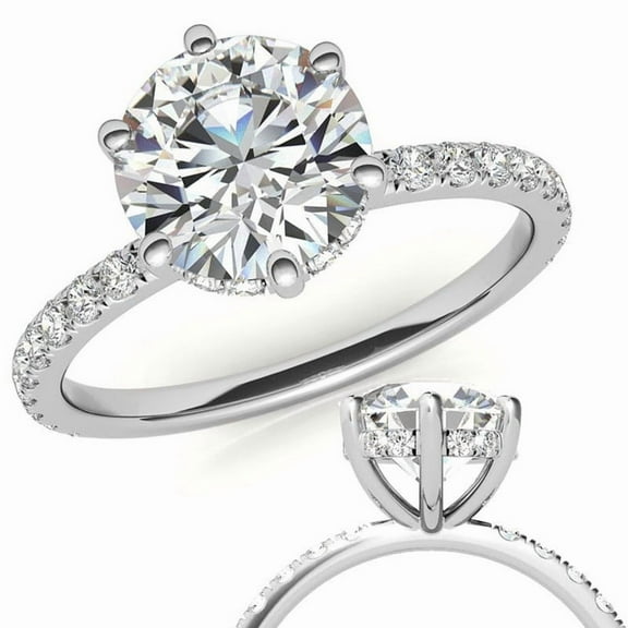Auory 3 Carat Round Cut Wedding Ring - Promise Ring - Prong Ring - Engagement Ring - 18K White Gold Plating over Silver for Her