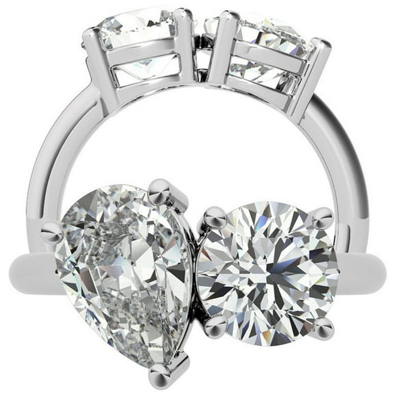 Auory 925 Sterling Silver Daily Wear Two Stone Ring for Women