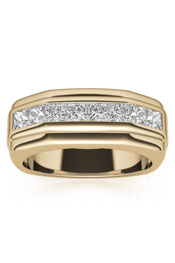 925 Sterling Silver Moissanite Yellow Gold Plated Band for Men