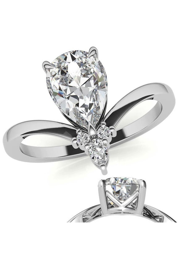 Best V Shaped Ring in Modern Style with White Gold Plated for Sister